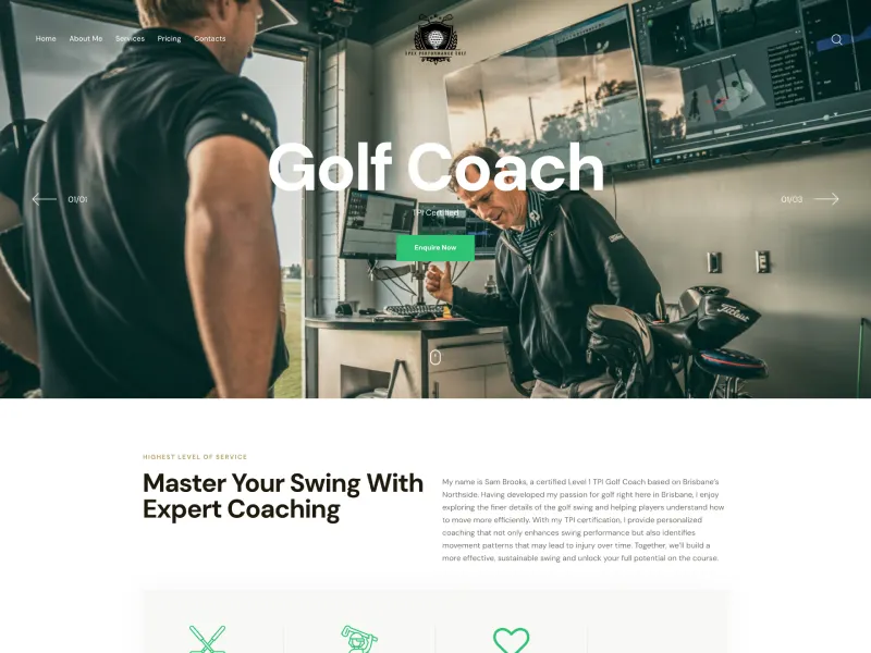 Apex Performance Golf website design