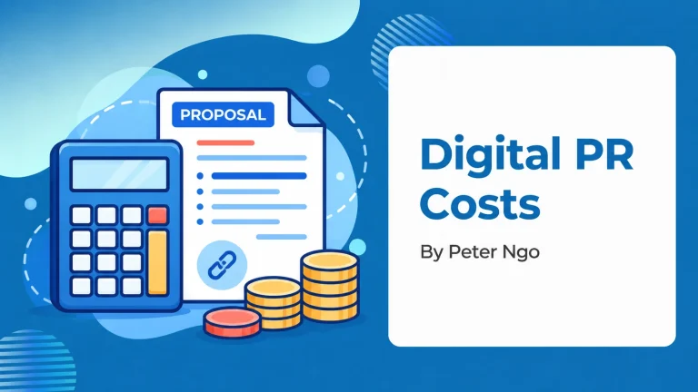 Digital PR Costs: calculator, proposal document and modest coin stacks