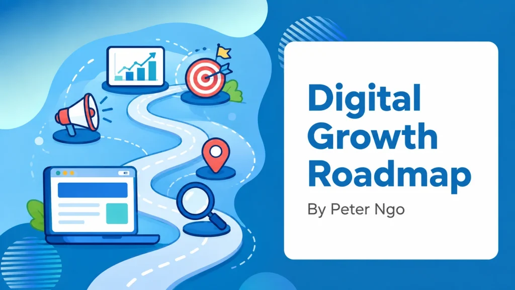 Digital Growth Roadmap: winding route joining website, search and publicity milestones